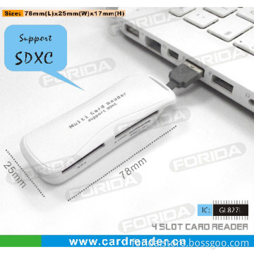 Space Ship Slim Pocket Size USB 2.0 card reader with cable